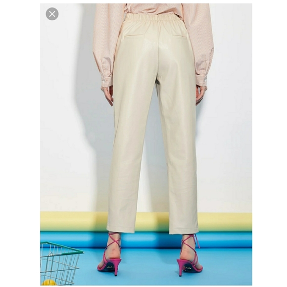 Beige Trousers Outlet Faux Leather pants - Picture 4 of 16